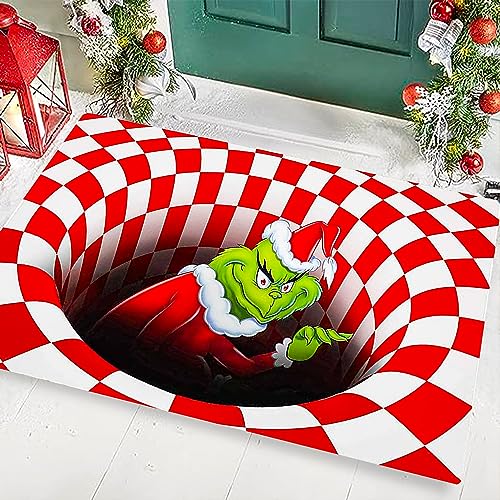 Micayg Christmas Doormat, 3D Christmas Illusion Decoration Doormat, Christmas Decoration Anti-Slip Doormat，for Front Door, Indoor, Outdoor, Bathroom, Kitchen.