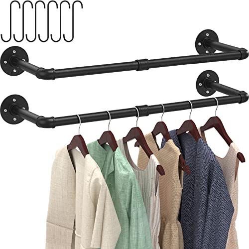 Industrial Pipe Clothing Rack Wall Mounted - Folews 48.8 Inch Wall Clothing Rack Garment Rack for Hanging Clothes Coats Laundry Room Organizer Storage Hanger Shelf Space Saving