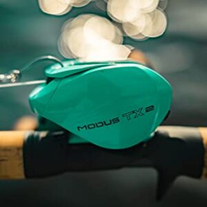 13 FISHING - Modus TX2 Baitcast Reel - 7.3:1 Gear Ratio - Right Hand Retrieve (Salt+Fresh) - MODTX2-7.3-RH, Seafoam Green