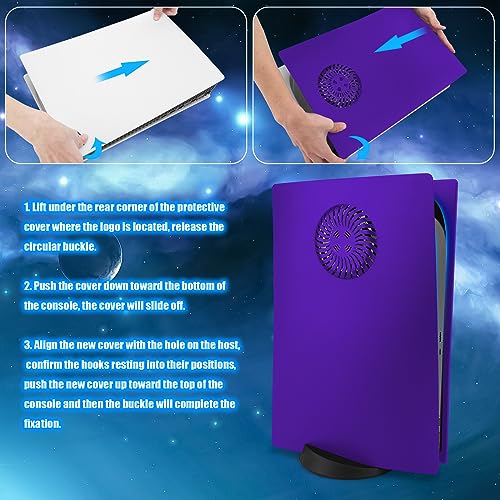 SIKEMAY PS5 Face Plates for Playstation 5 Console Disc Edition, PS5 Accessories ABS PS5 Cover Plates with Fan Vents, Hard Shockproof Anti-Scratch Replacement Protective Shell PS5 Purple Plates