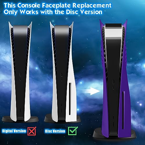 SIKEMAY PS5 Face Plates for Playstation 5 Console Disc Edition, PS5 Accessories ABS PS5 Cover Plates with Fan Vents, Hard Shockproof Anti-Scratch Replacement Protective Shell PS5 Purple Plates