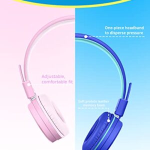 ADOOPE [2PACK Kids Headphones with Microphones 91dB Volume Limit Designed for Kids Boys and Girls, Wired Kids Headset with Share Splitter, HD Sounds on-Ear Headphones for Tablets, iPad, Fire Tablet