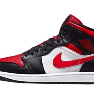 Nike Men's Air Jordan 1 Mid Sneaker, White/Black-red, 10