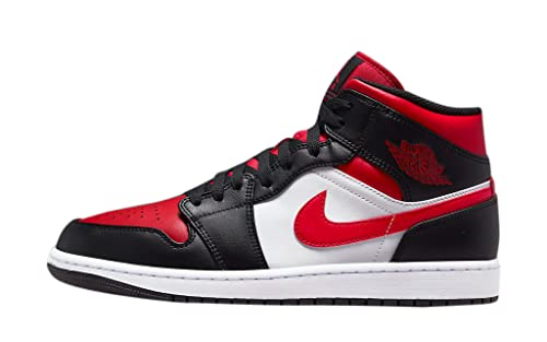 Nike Men's Air Jordan 1 Mid Shoes, White/Black-red, 8.5