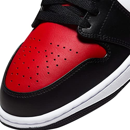 Nike Men's Air Jordan 1 Mid Shoes, White/Black-red, 8.5