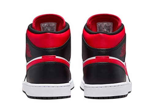 Nike Men's Air Jordan 1 Mid Shoes, White/Black-red, 8.5