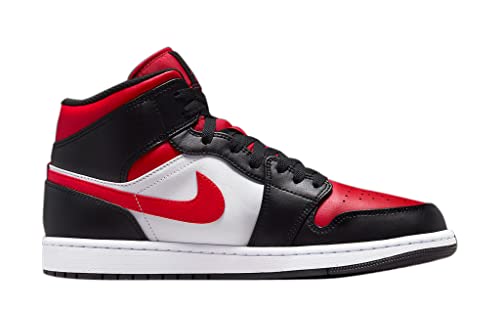 Nike Men's Air Jordan 1 Mid Shoes, White/Black-red, 8.5