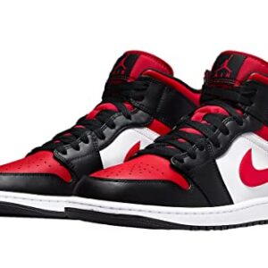 Nike Men's Air Jordan 1 Mid Shoes, White/Black-red, 8.5