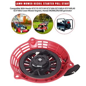 Gashwer Recoil Starter Pull Start Compatible with Honda GC 130/160 GCV 130/160 4hp 5hp 6hp 6.5hp EN2000 Hru19 GC135 GC160 Parts Generator Engine Motor Replace 28400-Zl8-023ZA RED