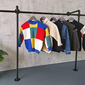 Anynice Industrial Pipe Clothing Rack,Industrial Clothing Rack, Clothing Rods for Hanging Clothes,Clothes Rack,Wall Mounted Garment Rack (58.7" W x 14.4" D x43.3 H, ANY-BF11)