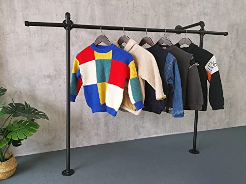 Anynice Industrial Pipe Clothing Rack,Industrial Clothing Rack, Clothing Rods for Hanging Clothes,Clothes Rack,Wall Mounted Garment Rack (58.7" W x 14.4" D x43.3 H, ANY-BF11)