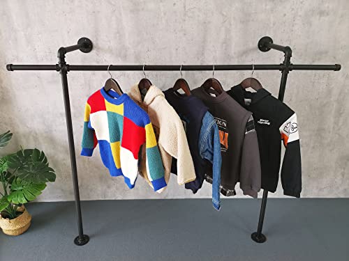 Anynice Industrial Pipe Clothing Rack,Industrial Clothing Rack, Clothing Rods for Hanging Clothes,Clothes Rack,Wall Mounted Garment Rack (58.7" W x 14.4" D x43.3 H, ANY-BF11)