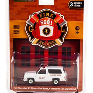 1985 Chevy K5 Blazer White New Haven Fire Department West Battalion (CT) Fire & Rescue Series 3 1/64 Diecast Model Car by Greenlight 67030 D