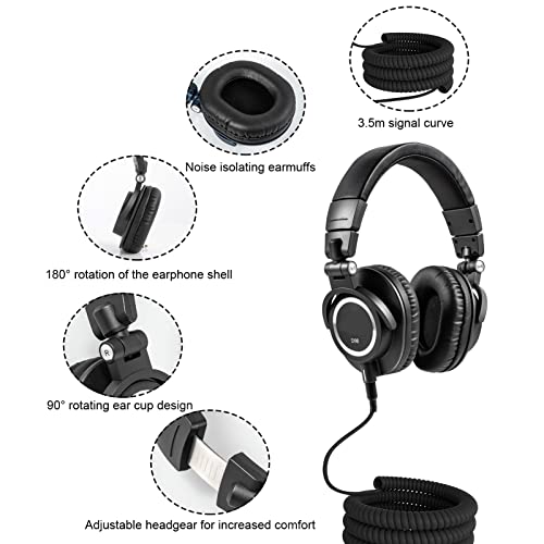 DJ Headphones Over Ear Headphones Detachable Professional Foldable Comfortable 50mm Drivers for Sound Engineers