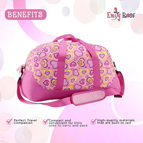 Emily Rose Dance Kids Duffle Bag, Girls Duffle Bag for Kids, Pink Kids Travel Bag, Toddler Dance Bag Girls, Gymnastics Bag, Ballet Bag, Weekender Bag, Sleepover Bag, Overnight Bags, Kids Gym Bag