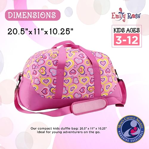 Emily Rose Dance Kids Duffle Bag, Girls Duffle Bag for Kids, Pink Kids Travel Bag, Toddler Dance Bag Girls, Gymnastics Bag, Ballet Bag, Weekender Bag, Sleepover Bag, Overnight Bags, Kids Gym Bag