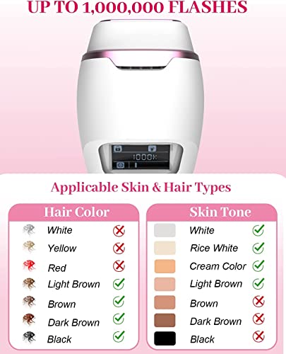 Laser Hair Removal for Women and Man, Permanent At-Home Hair Removal With Cooling Function Upgraded to 1,000,000 Flashes IPL Painless Hair Reduction Device for Facial Armpits Legs Arms Whole Body