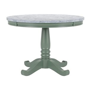 paylesshere dining room table with elegant turned pedestal base and faux marble table top, 42 inch round,white and green