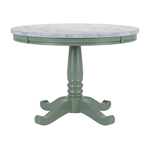 PayLessHere Dining Room Table with Elegant Turned Pedestal Base and Faux Marble Table Top, 42 Inch Round,White and Green