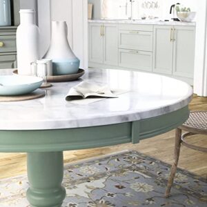 PayLessHere Dining Room Table with Elegant Turned Pedestal Base and Faux Marble Table Top, 42 Inch Round,White and Green