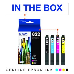 Epson Workforce Pro WF-4830 Wireless All-in-One Printer, Black, Large & T822 DURABrite Ultra -Ink Standard Capacity Black & Color -Cartridge Combo Pack (T822120-BCS)