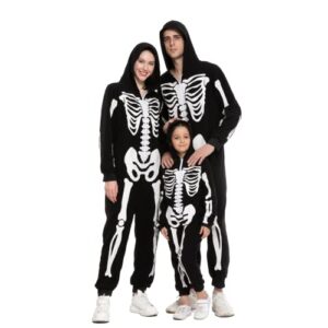 Spooktacular Creations Halloween Unisex Skeleton Costume Pajama Kids Skeleton Jumpsuit Dress Up Party Skeleton Hoodie Cosplayp