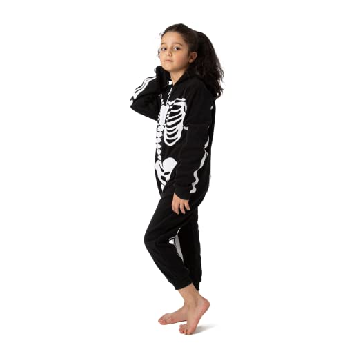 Spooktacular Creations Halloween Unisex Skeleton Costume Pajama Kids Skeleton Jumpsuit Dress Up Party Skeleton Hoodie Cosplayp