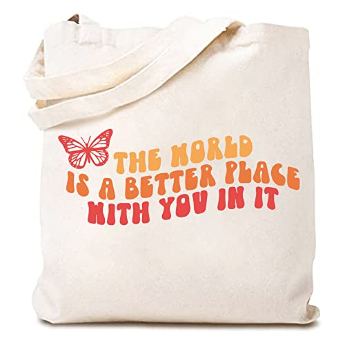 Haukea Canvas Tote Bag for Women Aesthetic Cute Tote Bags Inspirational Gifts for Women Beach Bags Reusable Grocery Bags