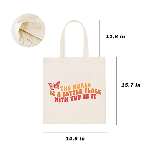 Haukea Canvas Tote Bag for Women Aesthetic Cute Tote Bags Inspirational Gifts for Women Beach Bags Reusable Grocery Bags