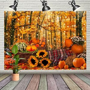 thanksgiving day backdrop birthday autumn maple forest leaves pumpkin friendsgiving background thanksgiving party gold yellow dlh0d350uu 0