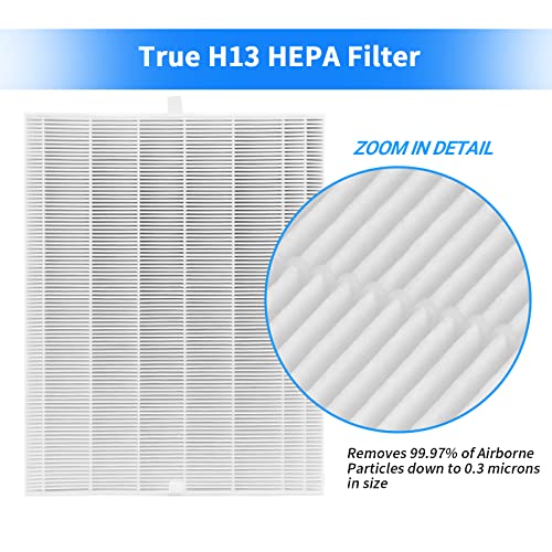 GoKBNY 116130 True HEPA Replacement Filter H Compatible with Winix 5500-2 Purifier and Models AM80, 4-Set Include 4×True HEPA Filters + 4×Activated Carbon Filters