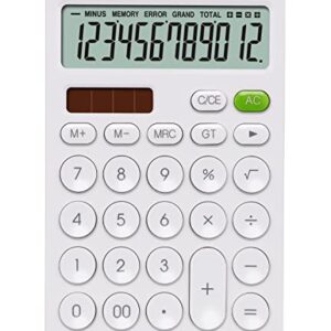 UNIONE White Calculator with a Bright LCD, Dual Power Handheld Desktop. Color. Business, Office, High School (4×6.6in)