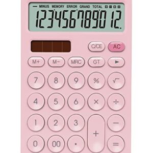 UNIONE White Calculator with a Bright LCD, Dual Power Handheld Desktop. Color. Business, Office, High School (4×6.6in)