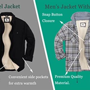 COEVALS CLUB Men's Flannel Shacket Casual Button Snap Sherpa Quilted Lined Plaid Premium Jacket Shirts(Green/Navy/Black #11 2XL)