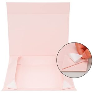 MOZRRO Gift Box with Lids, 11.5 x 8.5 x 2.3 In Magnetic Closure Collapsible Gift Boxes for wraps gifts of T-Shirts, Gloves, Scarves, Candy, Baby Clothes, Jewelry, Books, Comes with a Ribbon(Pink)