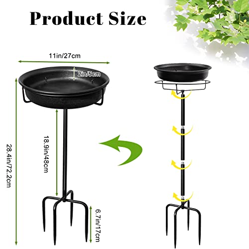 28In Freestanding Birdbaths Bowl Outdoor, Free Standing Garden Bird Bath Bird Feeder Bowl with Metal Stake, Detachable Decoration Spa Birdfeeder for Garden Patio Yard Lawn, 4 Spiky Feet (Free)