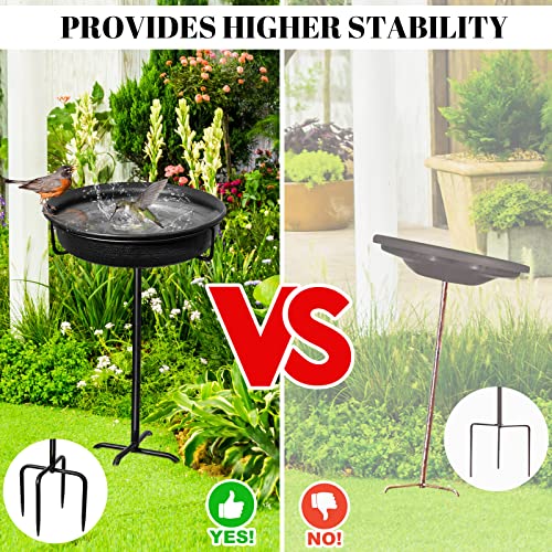 28In Freestanding Birdbaths Bowl Outdoor, Free Standing Garden Bird Bath Bird Feeder Bowl with Metal Stake, Detachable Decoration Spa Birdfeeder for Garden Patio Yard Lawn, 4 Spiky Feet (Free)