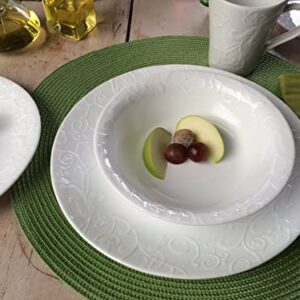 Corelle Dinnerware Set (12pc Set, Bella Faenza)-Dinner Set for 4, Includes 4 x: Plates, Side Plates & Bowls, 3 X More Durable, Half The Space & Weight of Ceramic, up to 80% Recycled Glass (1146912)