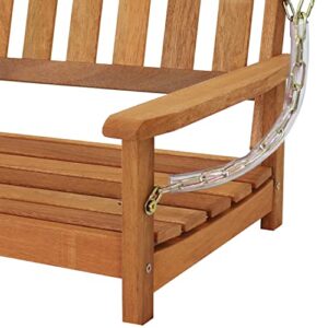 Sunnydaze 47-Inch 2-Person Meranti Wood Porch Swing with Hanging Chains