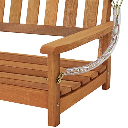 Sunnydaze 47-Inch 2-Person Meranti Wood Porch Swing with Hanging Chains