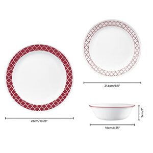 Corelle Dinnerware Set (12pc Set, Crimson Trellis)