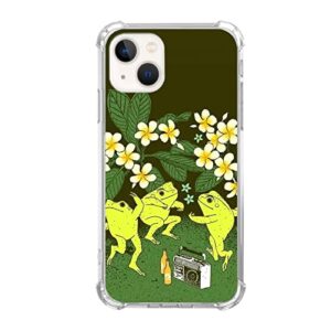voisgufley frogs dancing case compatible with iphone 13 mini, hippie trippy frogs party case for iphone 13 mini for teens men and women, trendy cool tpu bumper phone case cover