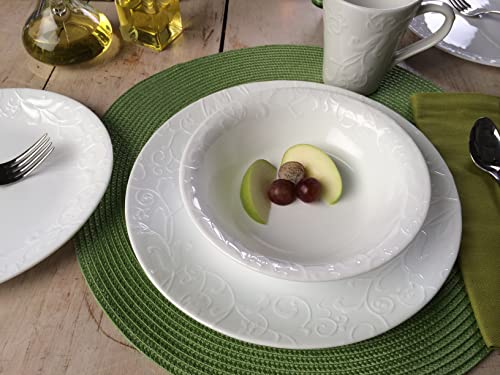 Corelle Vitrelle 4-Pieces 8.5" Glass Salad/Appetizer Plates, Chip & Crack Resistant Glass Dinnerware Set Plates, Bella Faenza