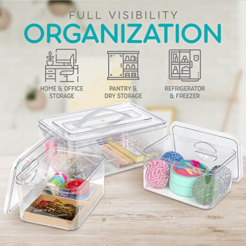 Richards Homewares Plastic Storage Containers with Lids for Organizing - 1 Large and 2 Medium Bins - Clear Box for Closet, Kitchen, Pantry, Garage, Toys and Shoes