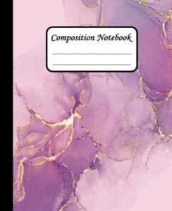 composition notebook: wide ruled - purple marble notebook for kids, girls, students