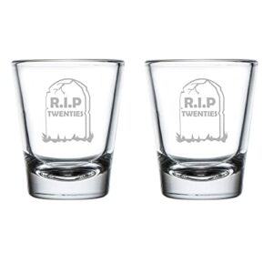 set of 2 shot glasses 1.75oz shot glass rip twenties 30th birthday gift