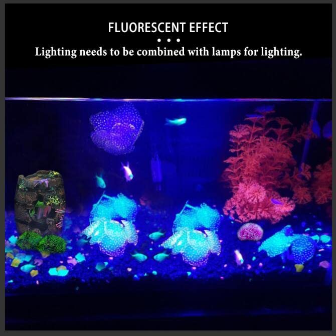 WishLotus Aquarium Coral Decoration, 2 Pack Soft Silicone Fish Tank Glow Decor with Suction Cups Simulated Plant Decoration Fluorescent Effect for Aquarium/Fish Tank Landscape Ornament (Purple)