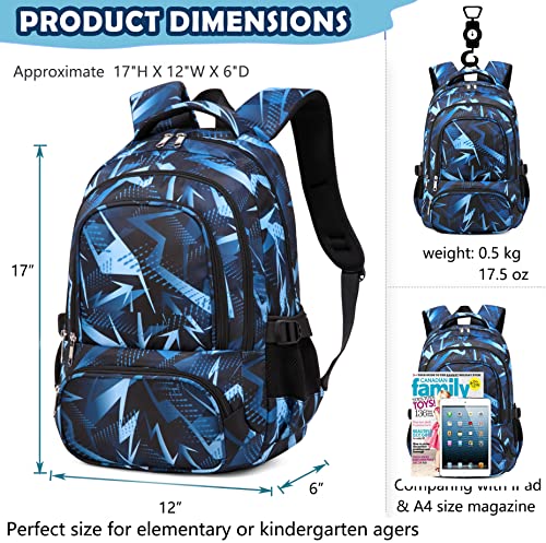 BLUEFAIRY Boys Backpack Kids Elementary Primary Middle School Bags Child Bookbags Lightweight Sport Travel Gift Mochila para Niños Aged 4 5 6 7 8 9 10 Blue (17Inch)