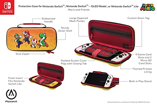 PowerA Protection Case for Nintendo Switch - OLED Model, Nintendo Switch or Nintendo Switch Lite - Mario and Friends, Protective Case, Gaming Case, Console Case, Accessories, Storage, Officially licensed