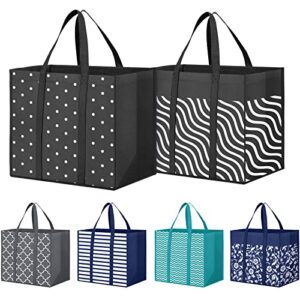 fab totes 6 pack reusable grocery bags 35l large capacity shopping bags heavy duty reusable bags for groceries waterproof tote bags for shopping and picnic with sturdy handles